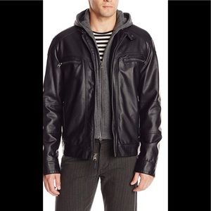 CalvinKlein Leather Jacket with removable hood